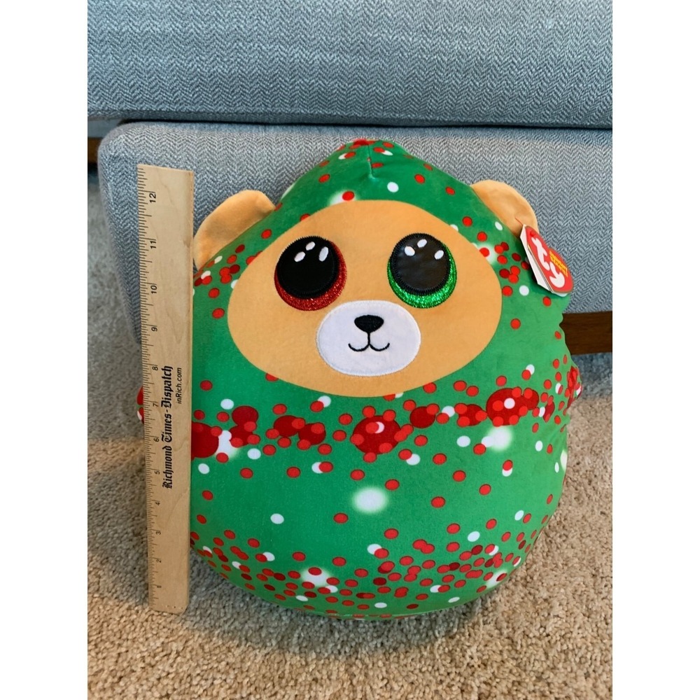 Ty Squishy Beanies Collection New w Tag Everett Large Plush‎ Holiday Bear Toy